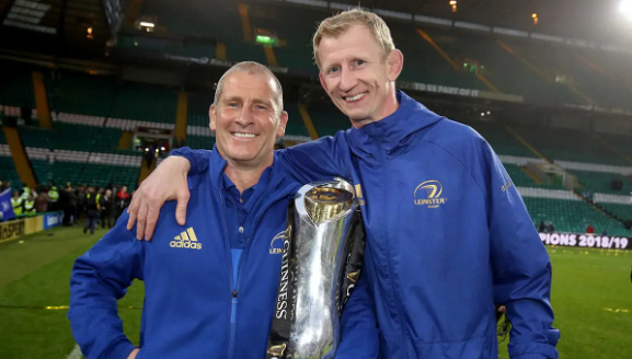 Stuart Lancaster agus Leo Cullen