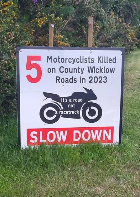 Chonaic mé comhartha a chuir isteach orm agus a tharraing aird ghéar ar na contúirtí féideartha a bhaineann le rothaíocht gluaisrothair. Pictiúir: Soláthraithe ag Liam Gaskin