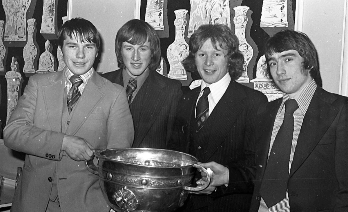 GAA 70s Reabhloid Shoisialta l r Paudie OShea Pat Spillane Mickey Ned OSullivan and Ogie Moran Kerry. Photo Limeriack Leader