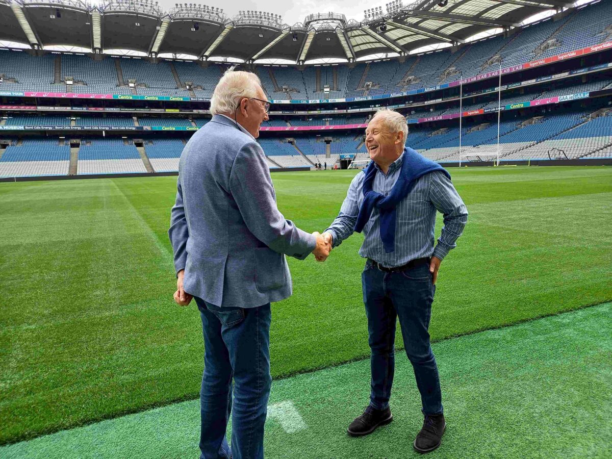 GAA 70s Reabhloid Shoisialta Sean Doherty Dublin captain 1975 Mikey Ned OSullivan Kerry captain 1975 shake hands in 2025