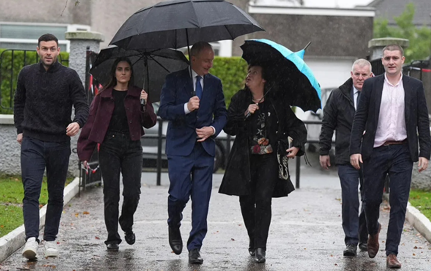 Micheál Martin accompanied by his family. Pic: Jacob King/PA Wire

