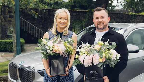 Buaiteoirí Nicola Lyons, Bánór agus Niall Harty, All Real Nutrition sa phictiúr ag Comórtas Fiontraíochta BMW 2026